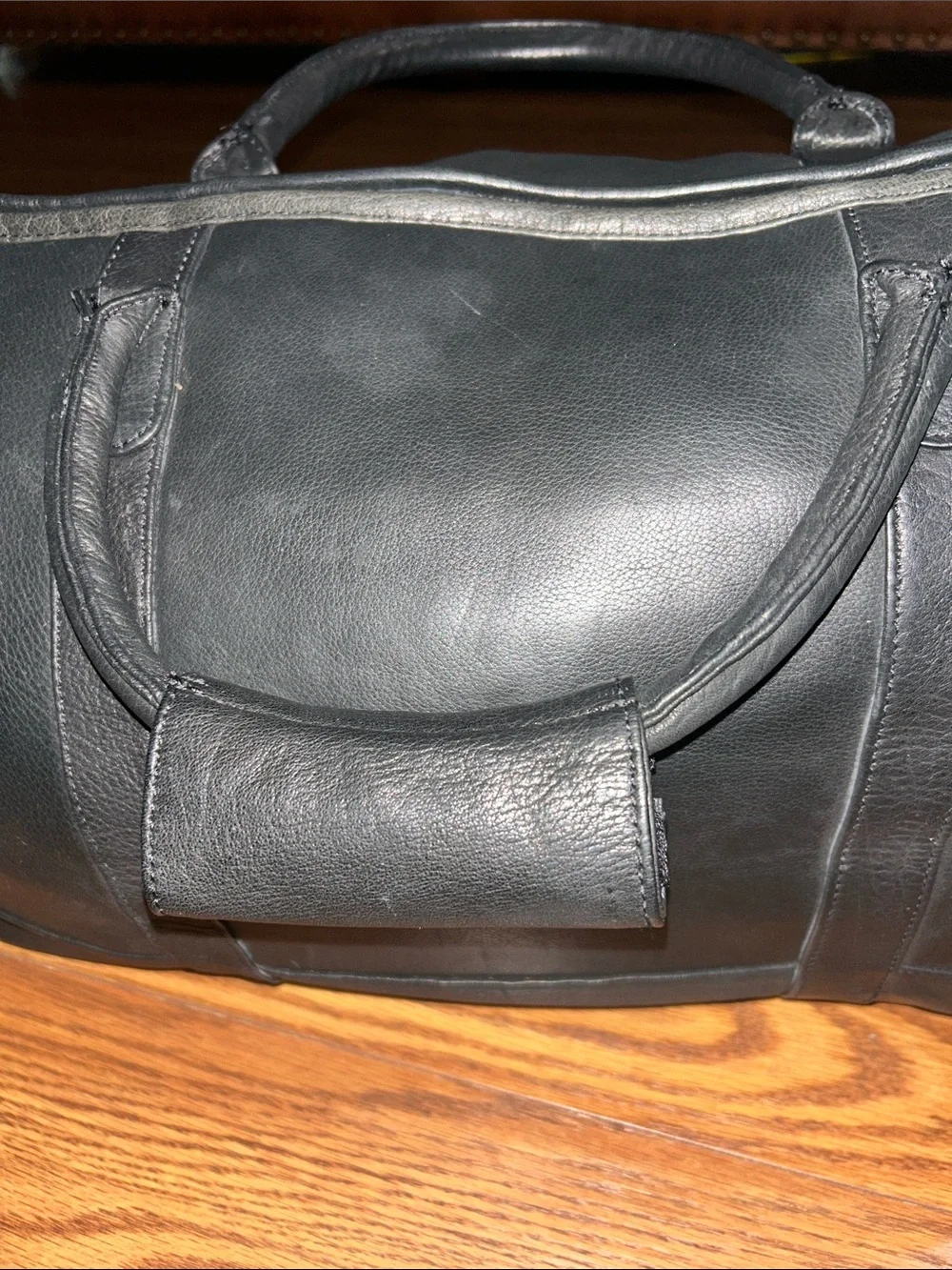 Canyon Outdoors Leather Good Black Soft Leather Weekender XL Duffle Bag - Men